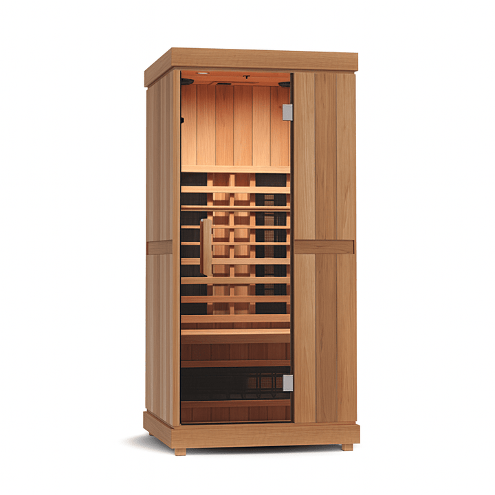 Finnmark FD-1 Full-Spectrum Infrared Sauna with wooden design for health and relaxation at home
