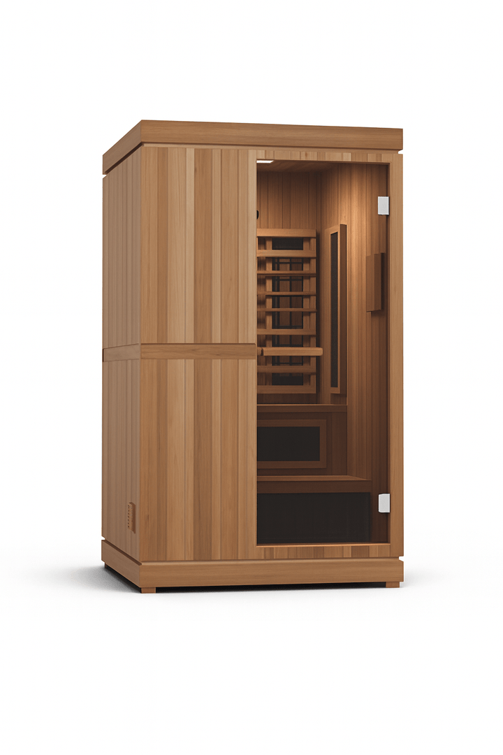 Finnmark FD-4 Trinity Infrared Sauna with Natural Wood Finish and Spacious Interior for Relaxation