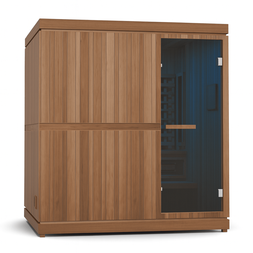 Finnmark FD-5 Trinity XL Infrared Sauna with Wooden Exterior and Glass Door for Relaxation
