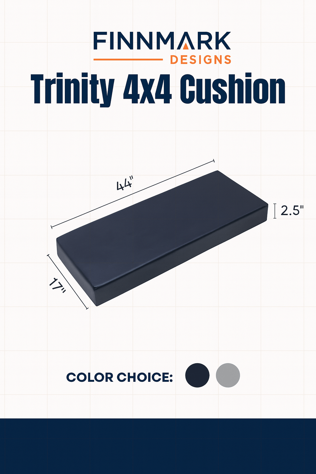 Trinity 4x4 cushion in navy color designed as a sauna cushion for Finnmark FD-4