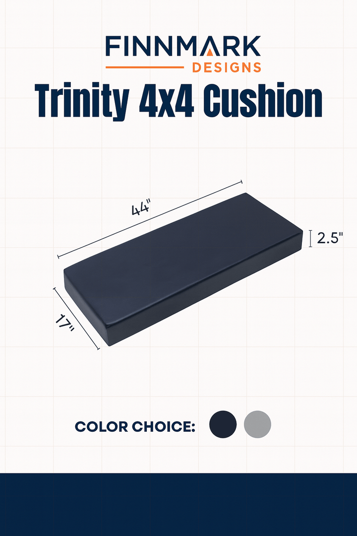 Trinity 4x4 cushion in navy color designed as a sauna cushion for Finnmark FD-4