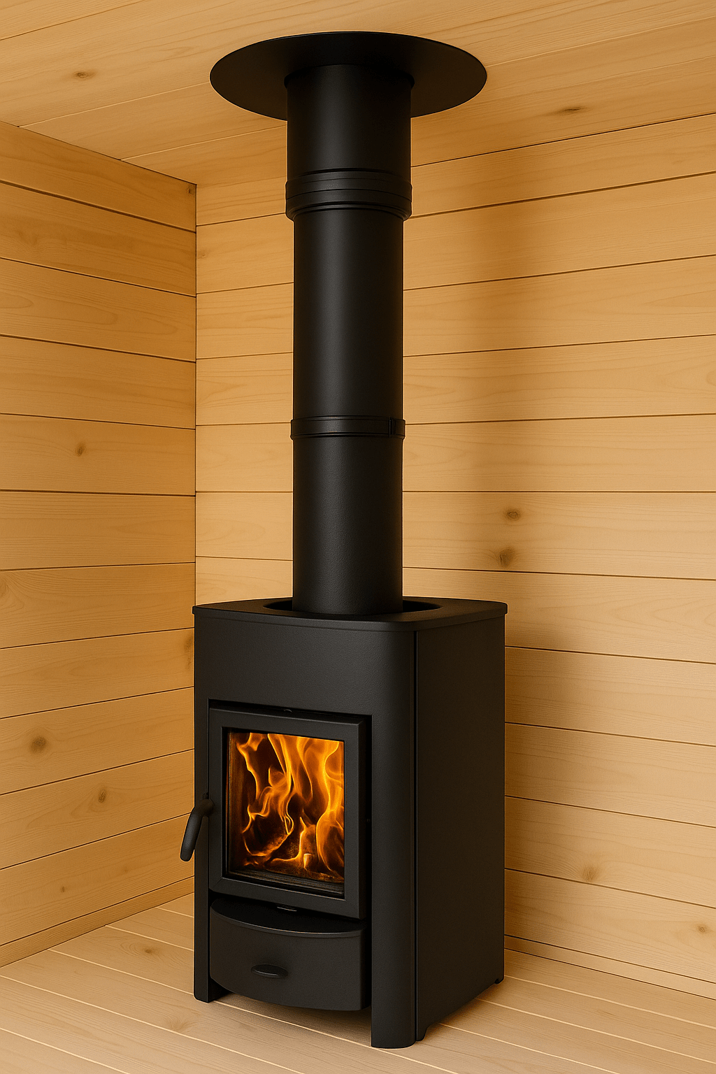 Harvia black steel chimney extension kit for efficient heat management in wood stoves