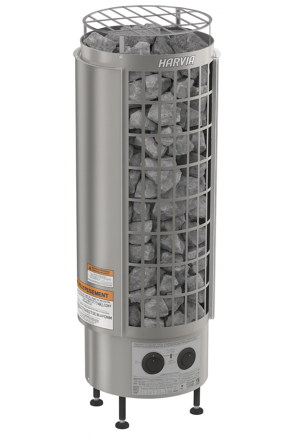 Harvia Cilindro electric sauna heater with stones for efficient sauna heating and control panel