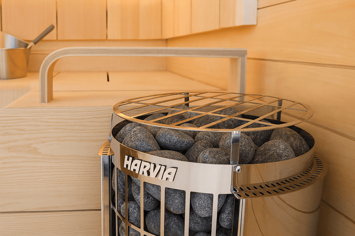 Harvia Cilindro PC90 sauna heater with stylish design and natural stones for effective sauna experience