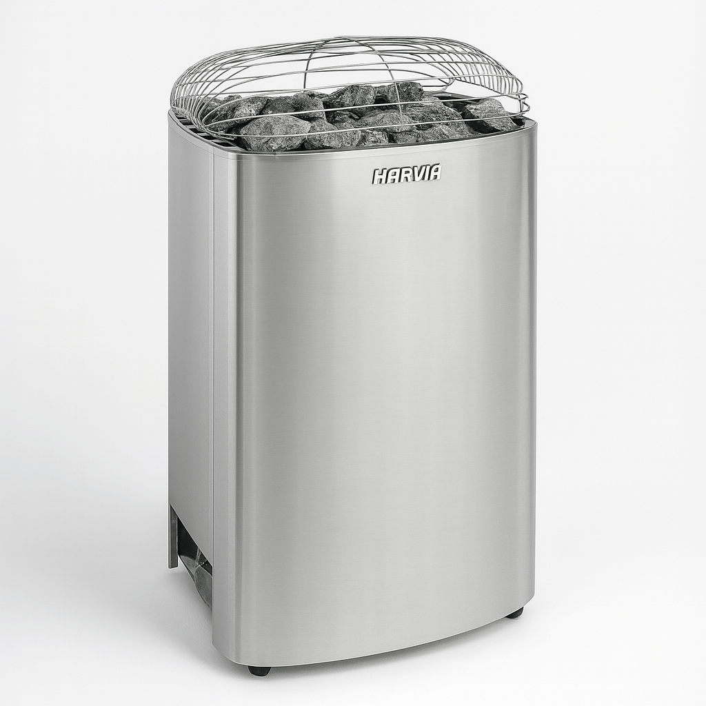 Harvia Club K15G 15kW sauna heater with stainless steel design and stone holder for optimal heat distribution