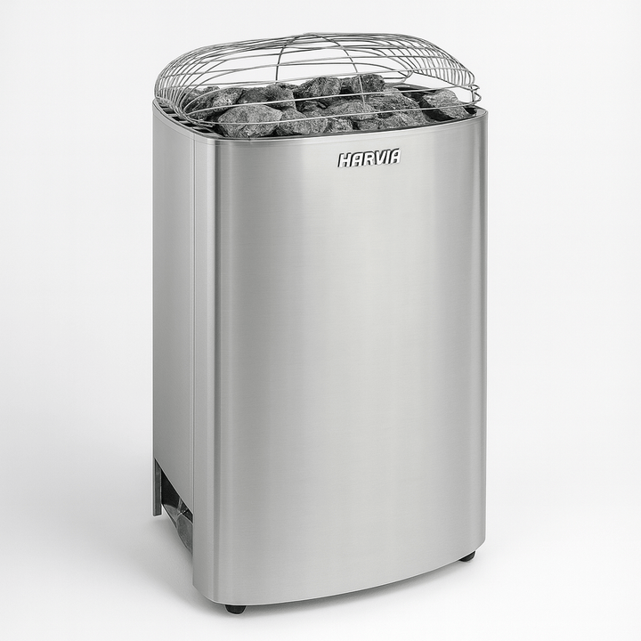 Harvia Club K15G 15kW sauna heater with stainless steel design and stone holder for optimal heat distribution