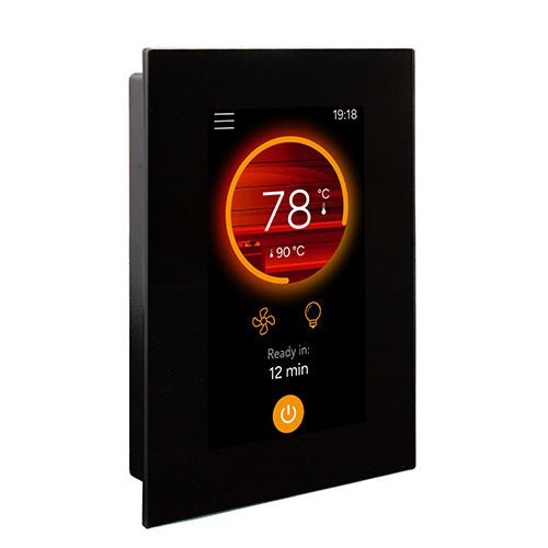 Harvia Fenix WiFi remote control with touchscreen display for easy sauna temperature management