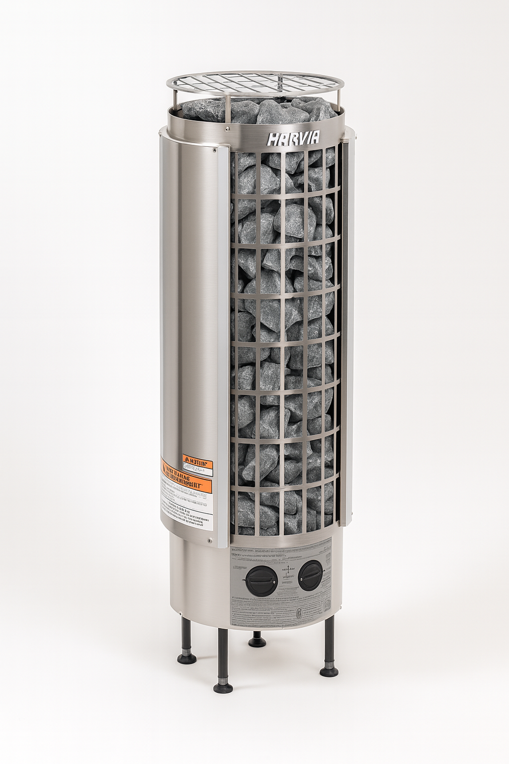Harvia Cilindro PC90 sauna heater stainless steel cylindrical floor model with sauna stones