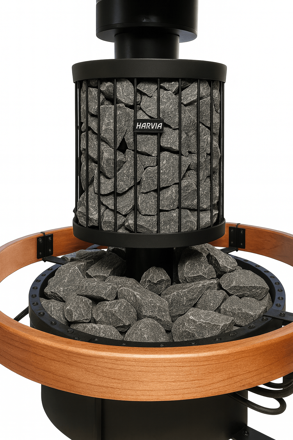 Harvia Legend 150 16kW wood-burning sauna stove with a sleek design and stone holder