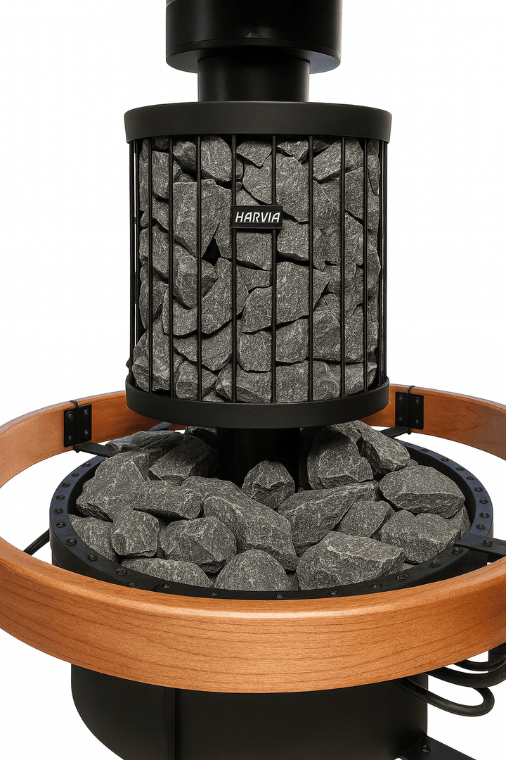 Harvia Legend 150 16kW wood-burning sauna stove with a sleek design and stone holder