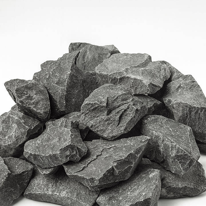 Harvia Legend 150 sauna stove with a pile of sauna stones for optimal heat retention and sauna experience