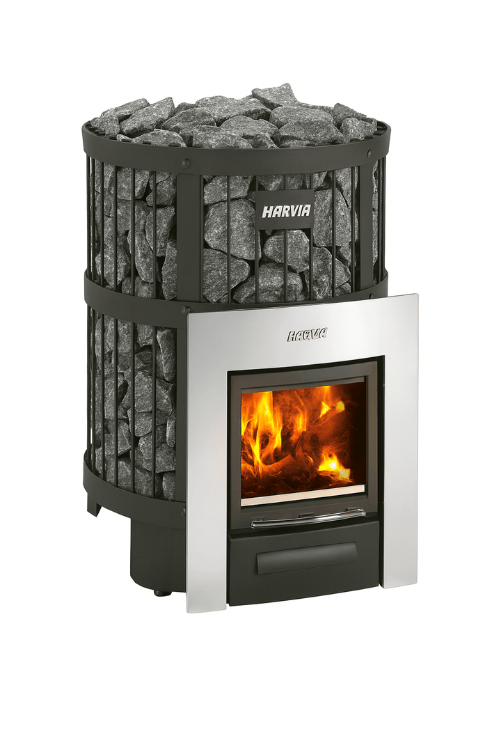 Harvia Legend 300 DUO sauna heater with stone basket and glass door for home spa settings