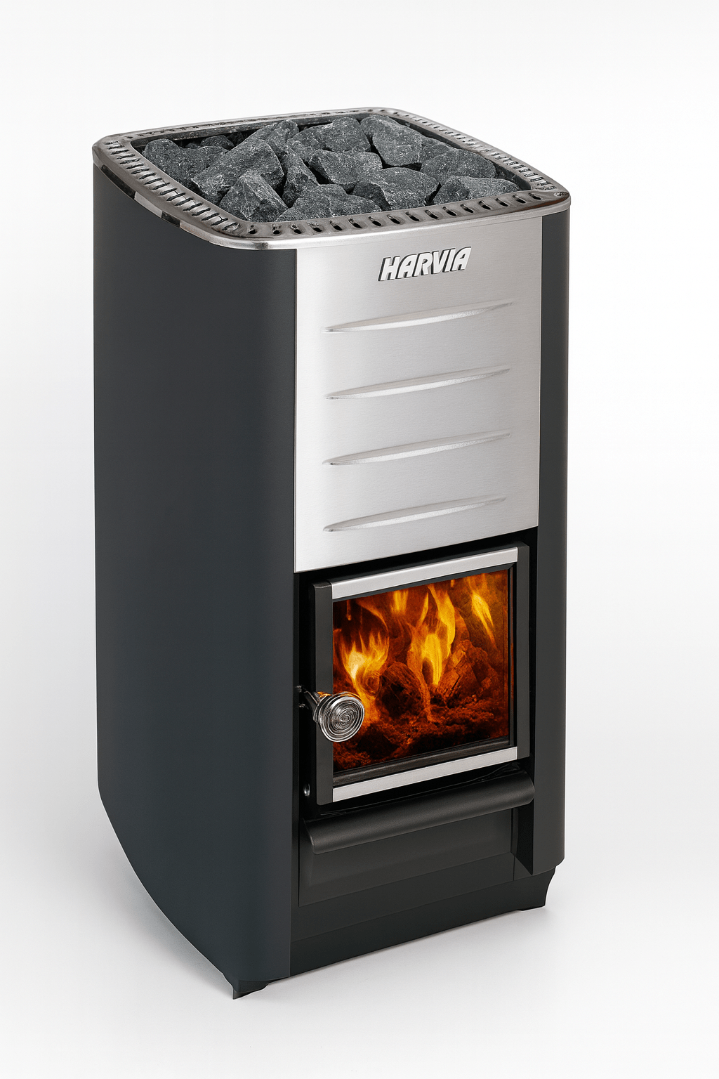 Harvia M3 BK sauna heater with stone holder and glass door for efficient heating