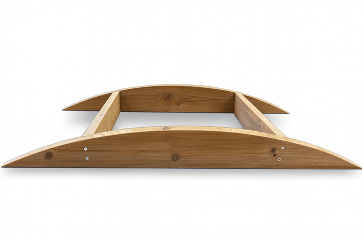 Wooden protective frame for Harvia M3 sauna heater kit with curved design and natural finish