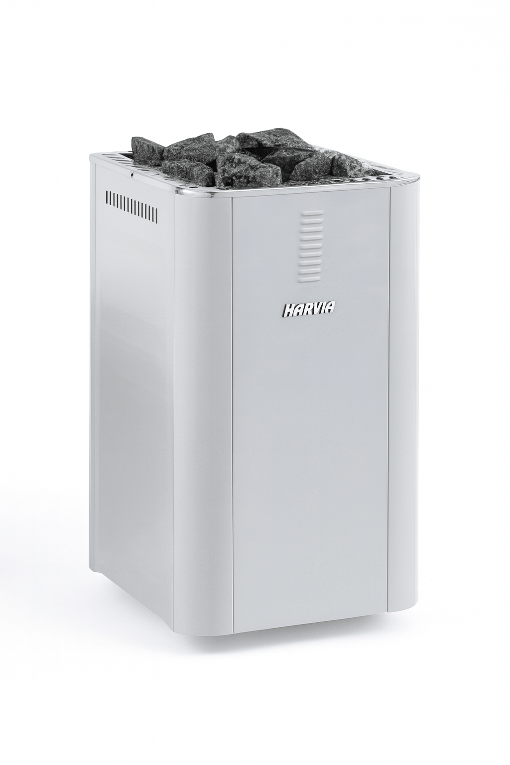 Harvia sauna heater with fireplace designed for efficient heating and sleek sauna installations