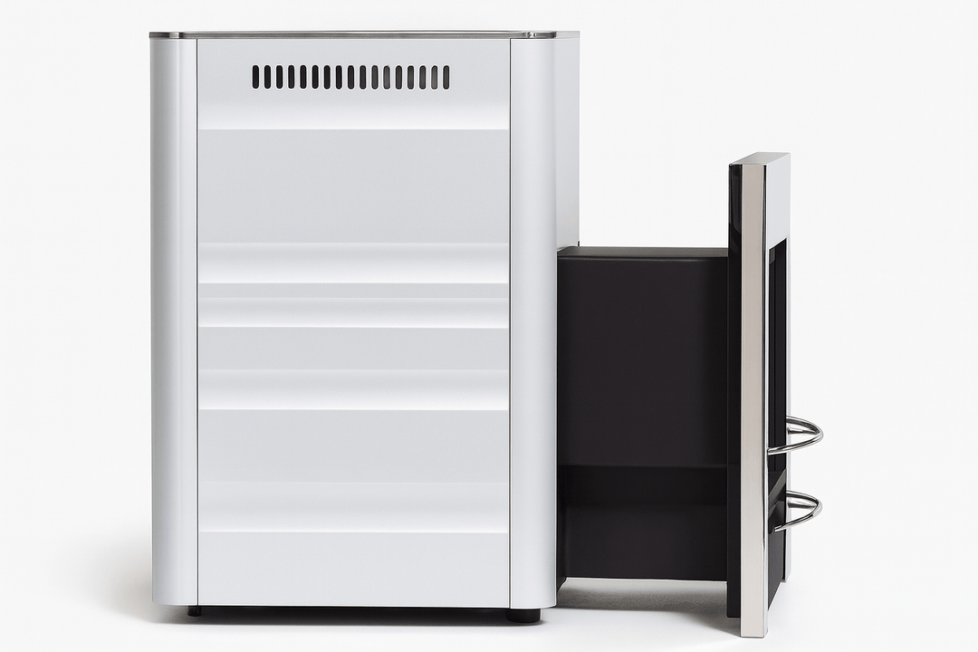 Harvia sauna heater with fireplace featuring a sleek design and efficient heating capabilities