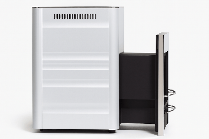 Harvia sauna heater with fireplace featuring a sleek design and efficient heating capabilities