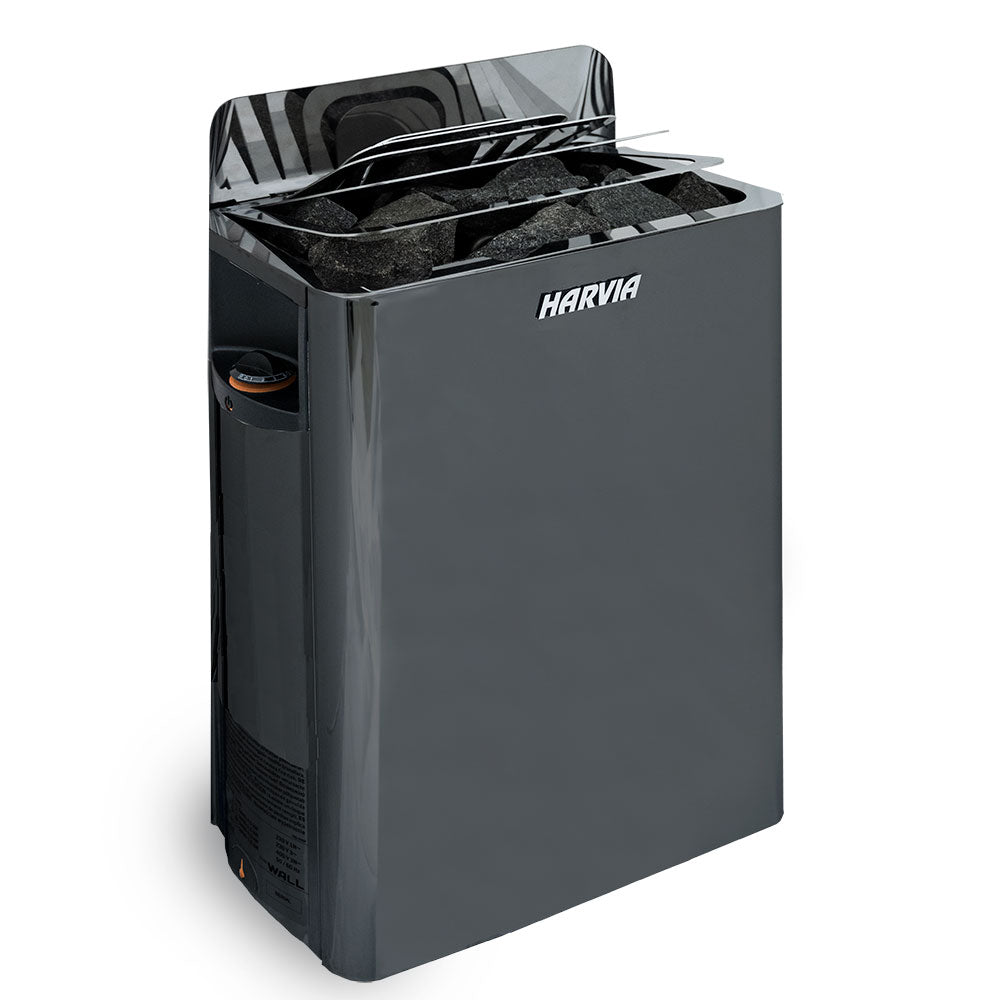 Harvia The Wall sauna heater with sleek design and stone-filled top for efficient heating