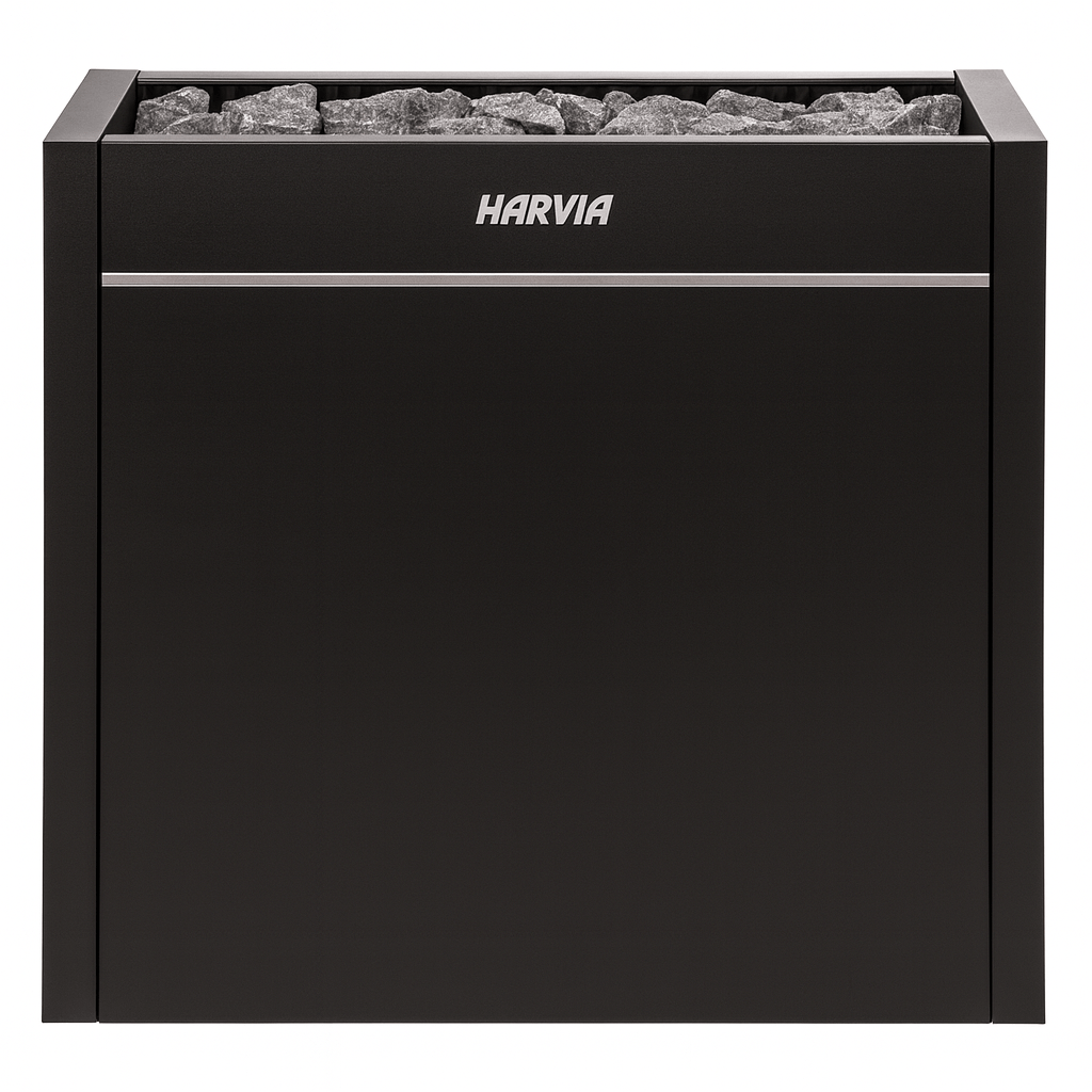 Harvia Virta Pro HL160E for spas featuring a sleek black design and heating stones
