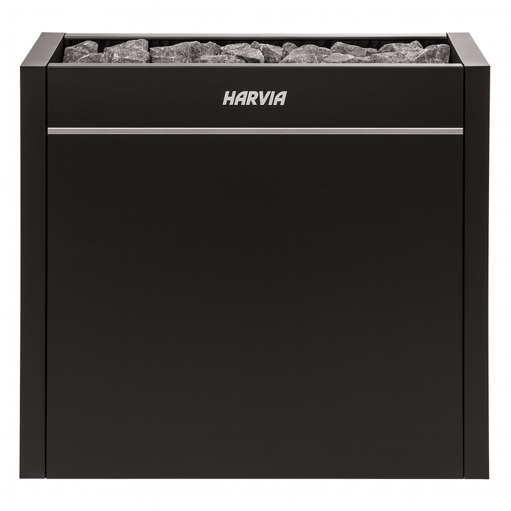 Harvia Virta Pro HL160E for spas featuring a sleek black design and heating stones