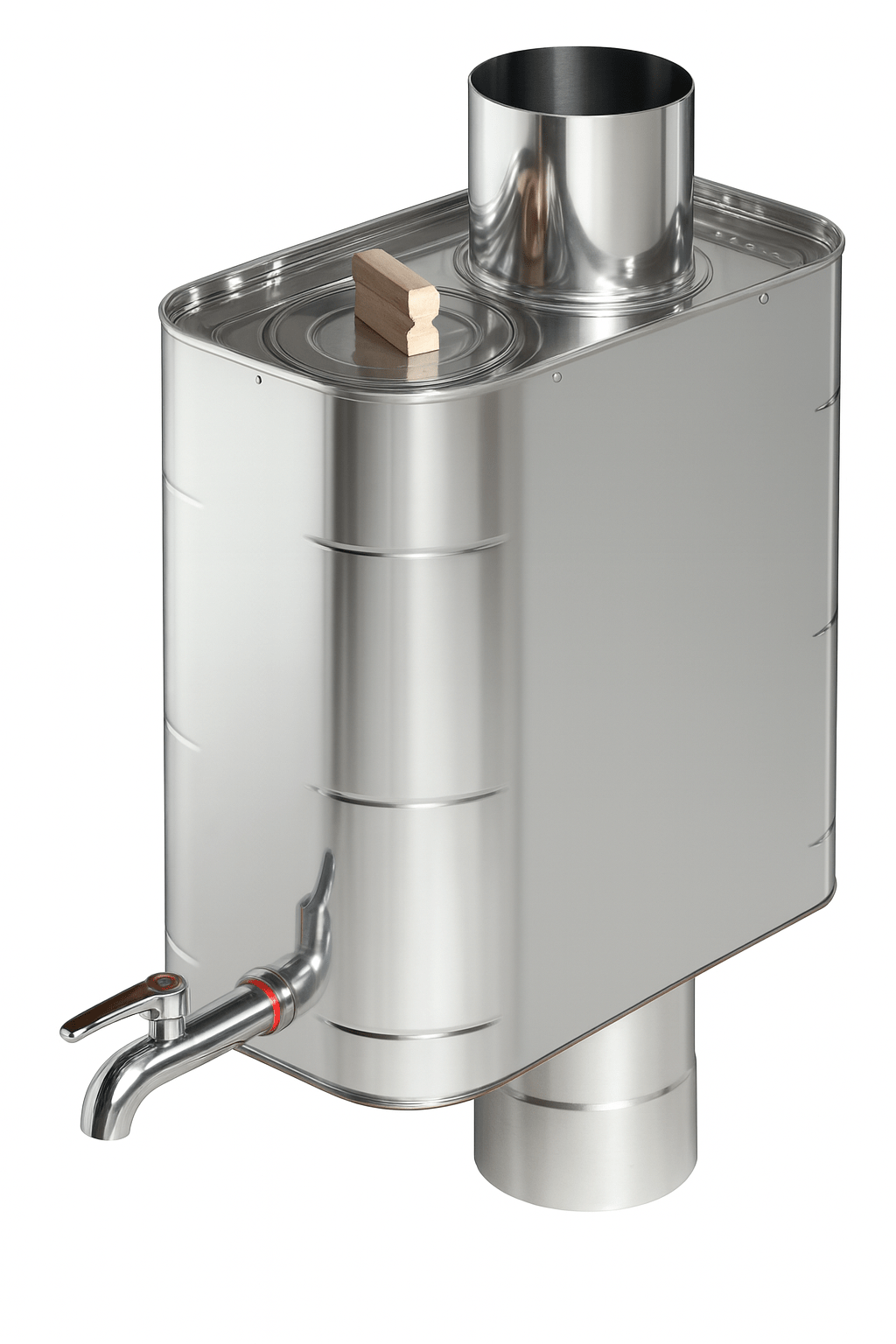 Harvia wood burning sauna stove in stainless steel with chimney and water tank for home saunas