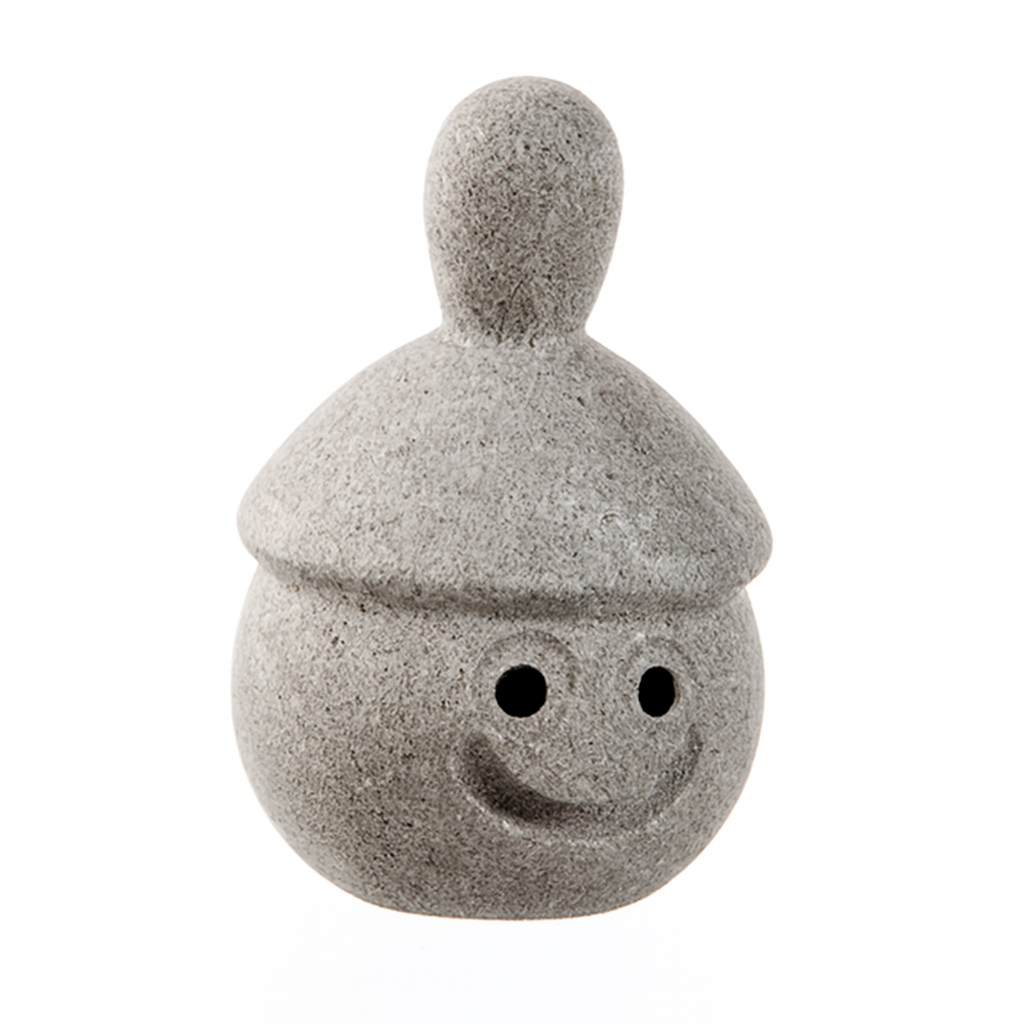 Hukka Elli sauna stone figurine smiling gray stone acorn shaped sauna accessory for decoration