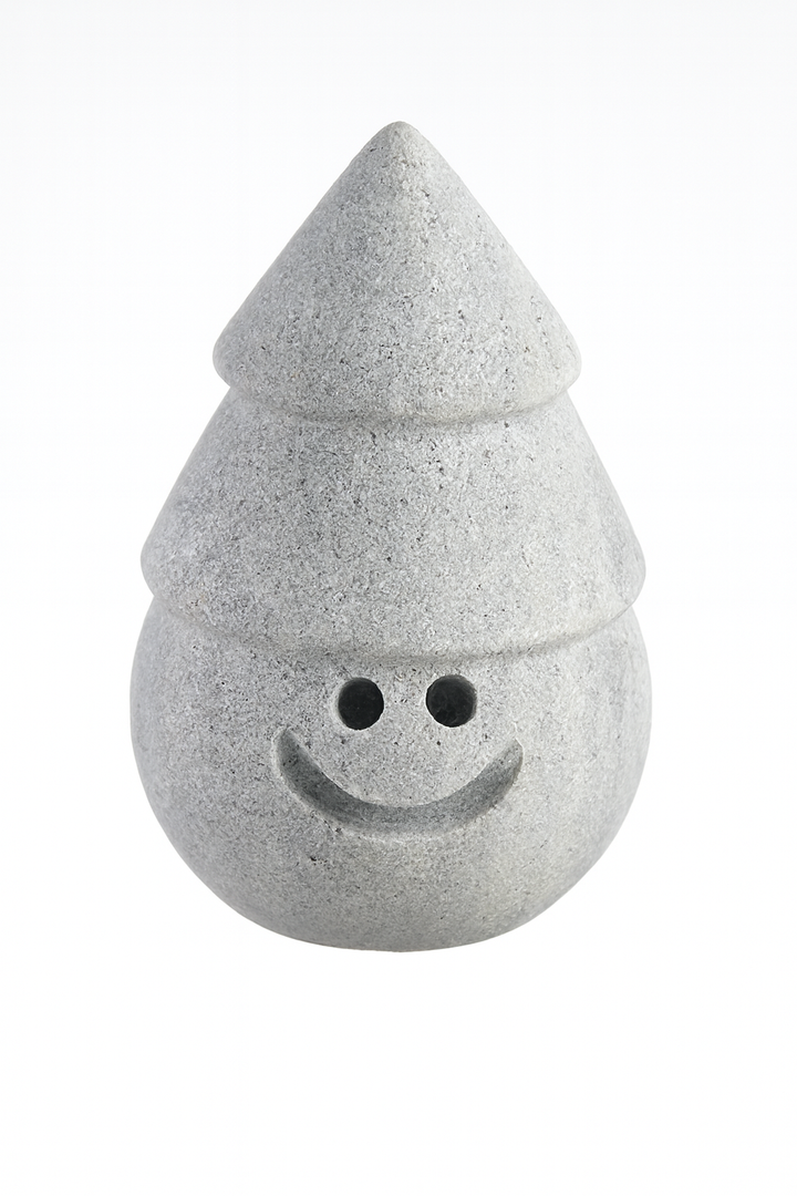 Hukka Jolle Sauna Elf gray stone sauna accessory with smiling face and conical hat