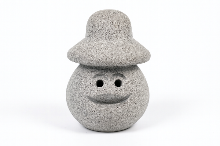 Hukka Lyyli sauna elf figurine stone textured gray ceramic accessory smiling elf with hat decorative sauna aroma holder