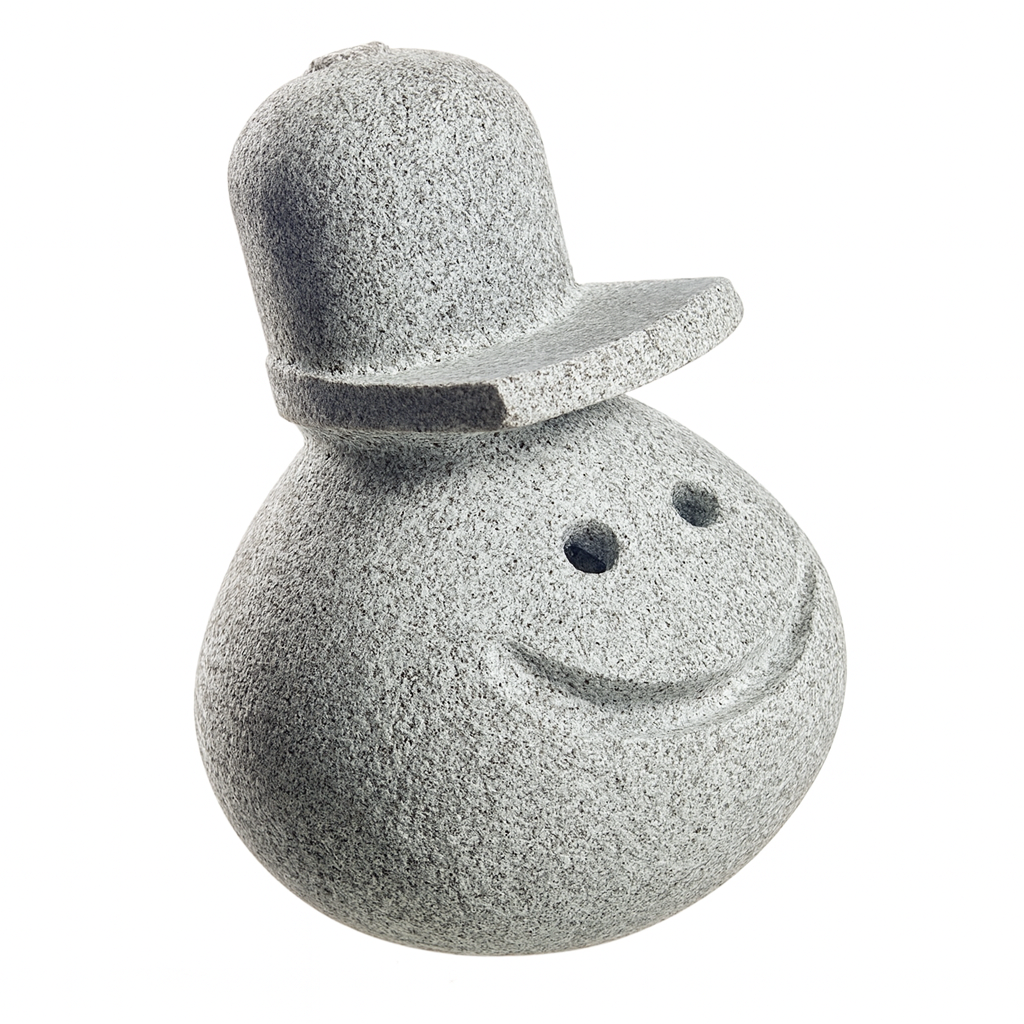 Hukka Reiska sauna elf gray speckled smiling sauna accessory figurine wearing a brimmed hat
