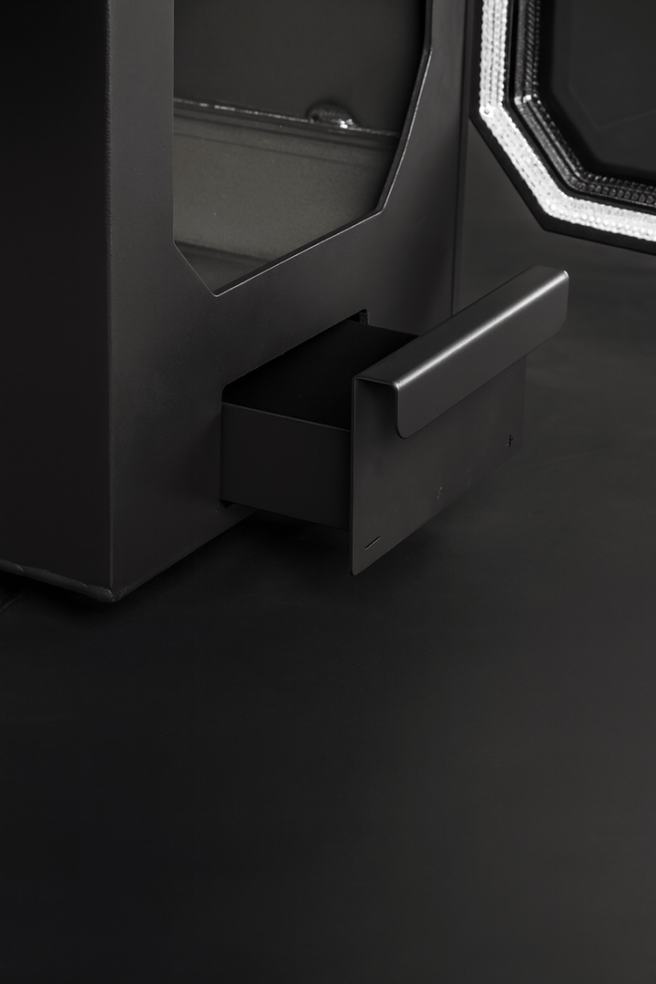 HUUM home sauna heater package with sleek design and easy-access drawer for optimal usability