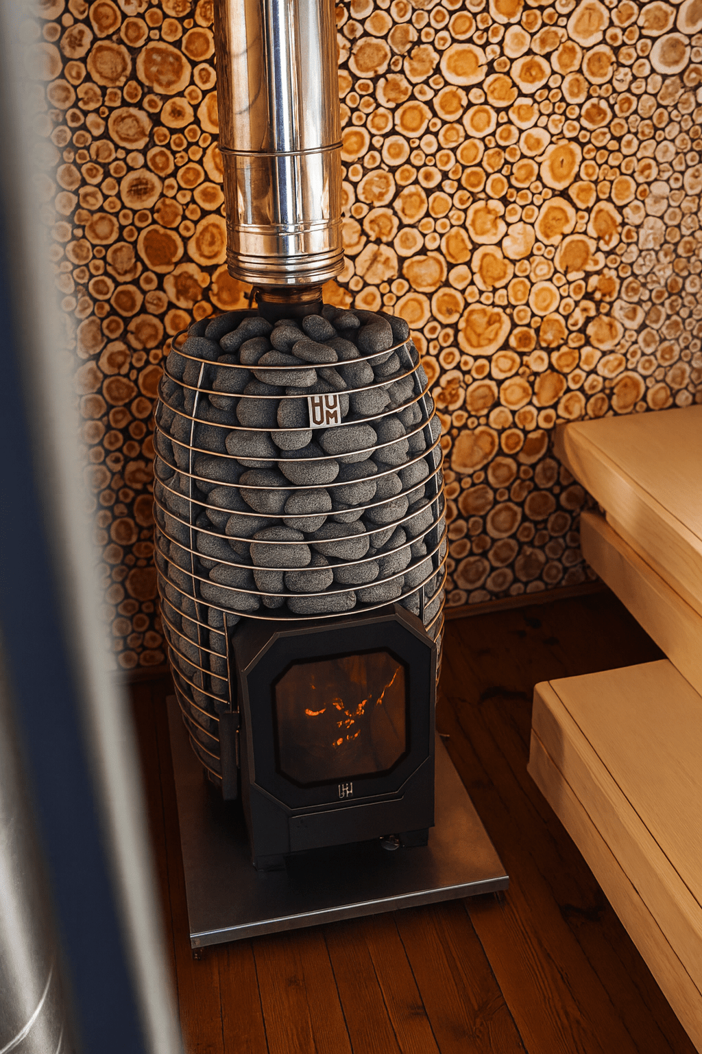 HUUM home sauna heater package with stone design and modern features for a cozy sauna experience
