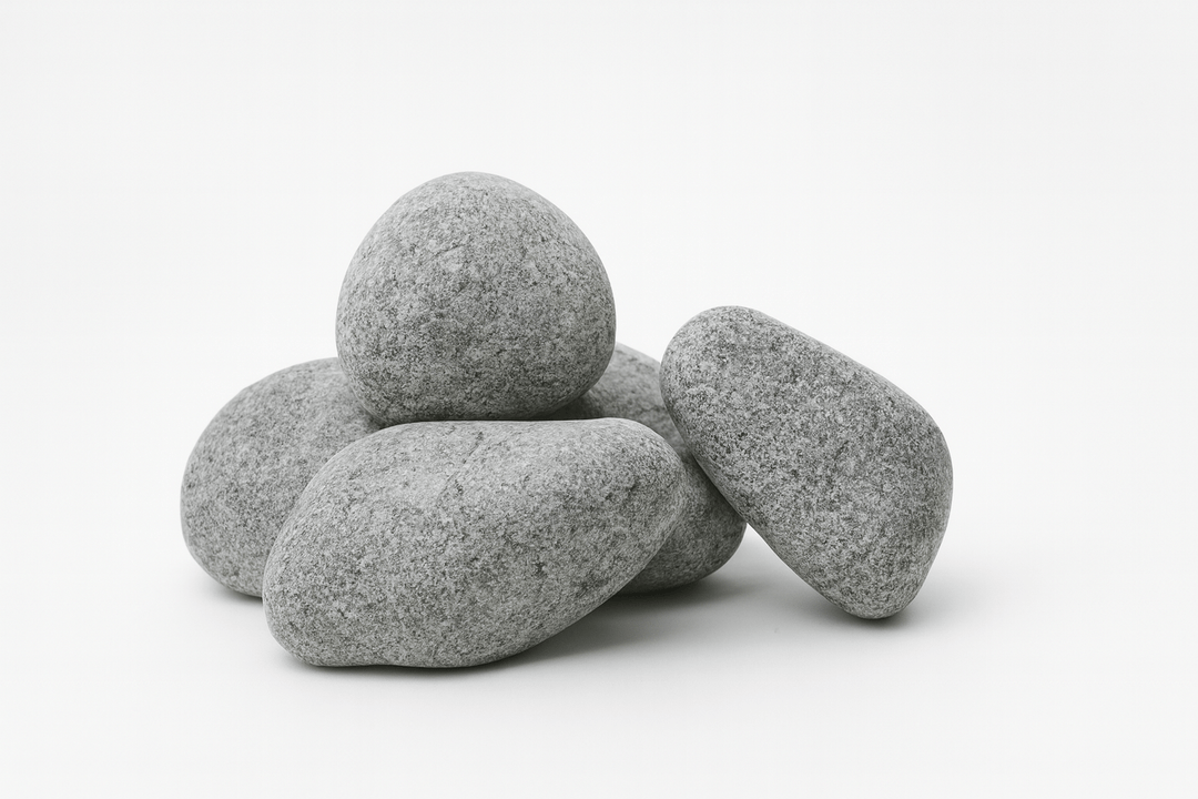 Set of smooth stones for HUUM home sauna heater package to enhance heating efficiency and ambiance
