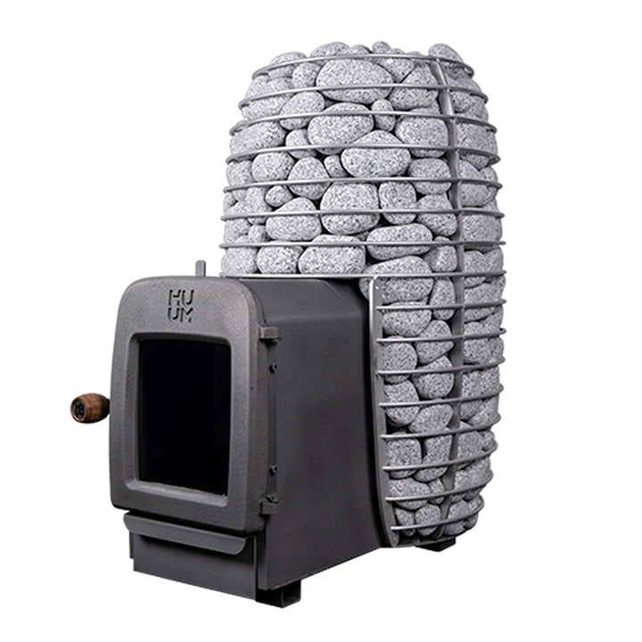 HUUM wood burning sauna stove with modern design and stone holder for efficient heating