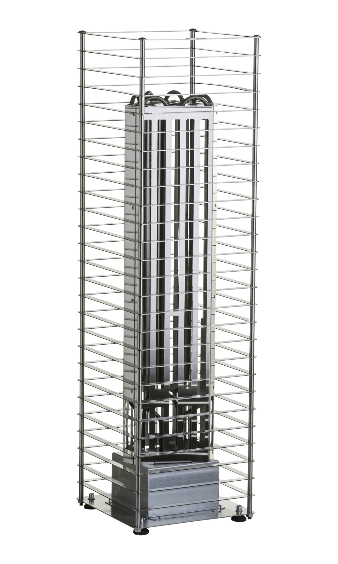 HUUM CLIFF 11kW electric sauna heater with modern vertical stainless steel design and protective outer cage