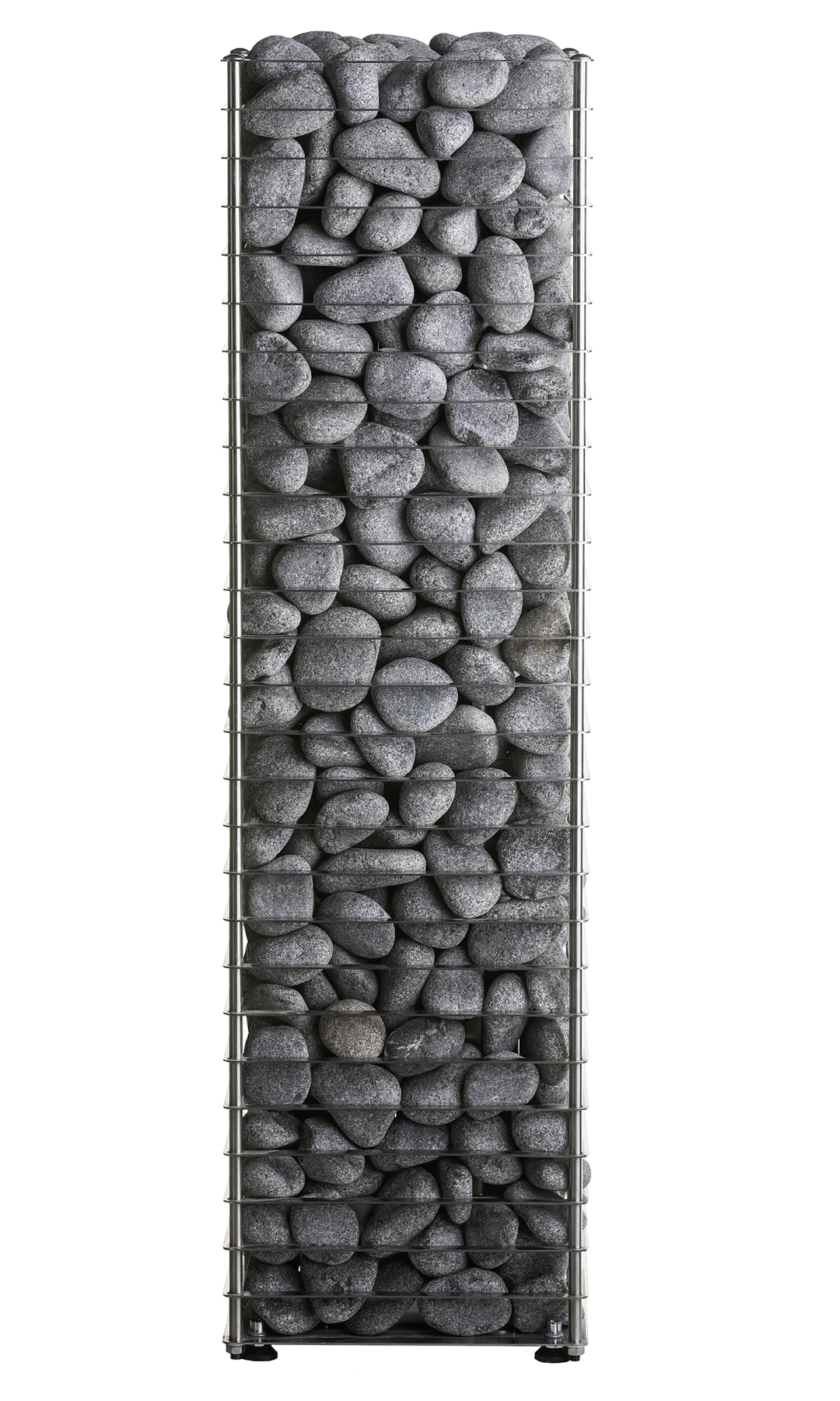 HUUM CLIFF 6kW sauna heater with tall metal frame filled with sauna stones for even heat distribution