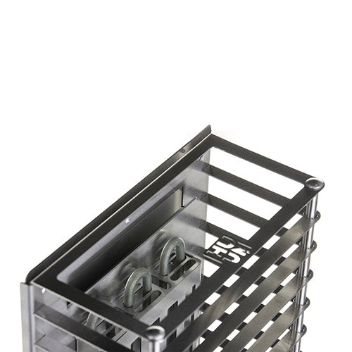 Close-up of HUUM CLIFF Mini electric sauna heater metal heating element and modern cage design