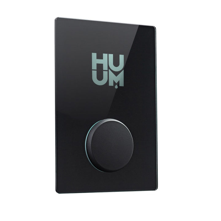 HUUM digital sauna control panel with sleek black design and round dial for easy temperature adjustments