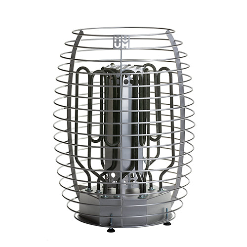 HUUM HIVE electric sauna heater with modern metal cage design and efficient heating elements