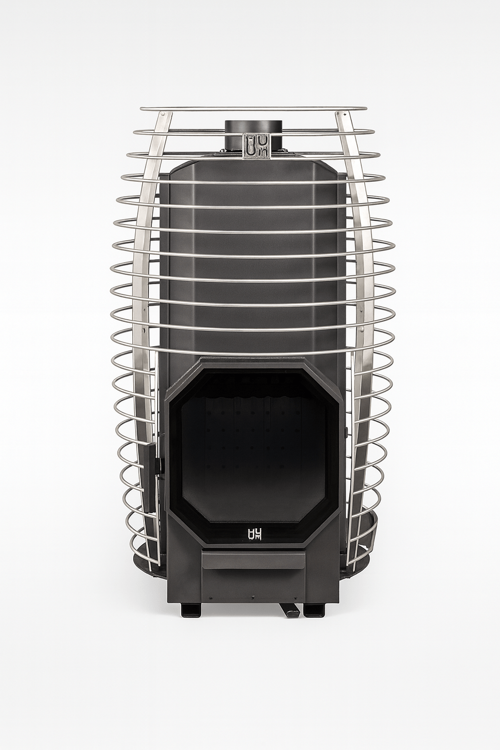 HUUM HIVE Flow Mini sauna heater with sleek design and stainless steel protective casing