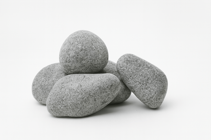 Smooth gray sauna stones for HUUM HIVE Flow Mini sauna heater enhancing steam and heat retention
