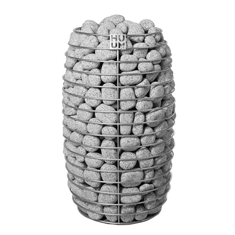 HUUM HIVE Mini 6kW sauna heater with modern metal cage design filled with sauna stones