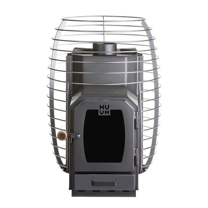HUUM HIVE Wood 17kW sauna stove with metal protective cage and front glass door