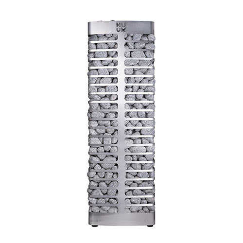 HUUM STEEL 9.0kW sauna heater with modern stainless steel design filled with sauna stones