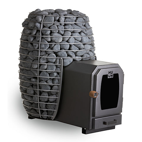 HUUM wood burning sauna stove sauna heater with metal frame filled with sauna stones