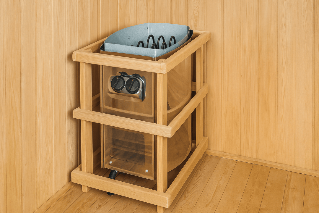 SunRay indoor traditional sauna for home featuring a sleek wood finish and compact design