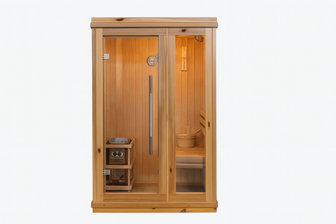 SunRay indoor traditional sauna for home with wooden design and glass door for relaxation