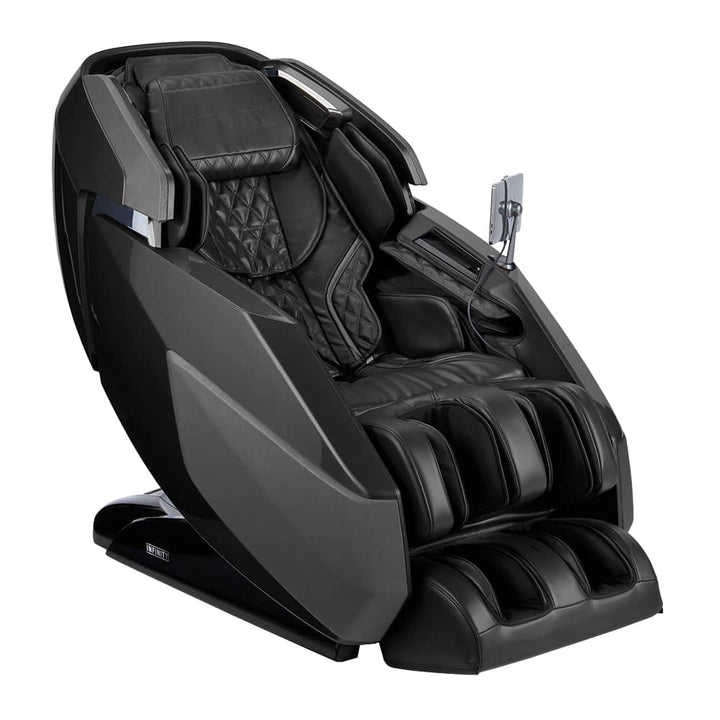 Infinity Imperial Syner-D massage chair in sleek black design offering advanced relaxation features