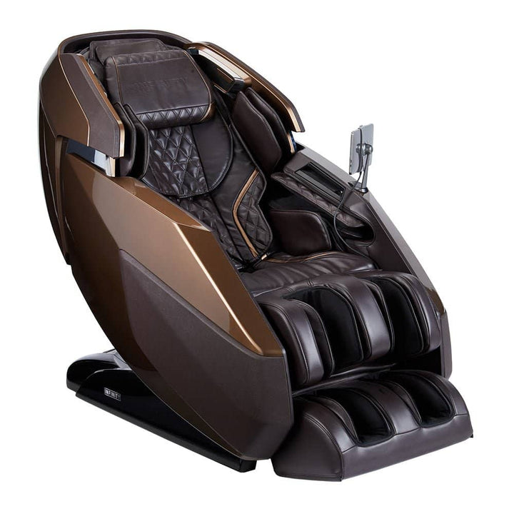 Infinity Imperial Syner-D massage chair in brown with plush seating and advanced massage features