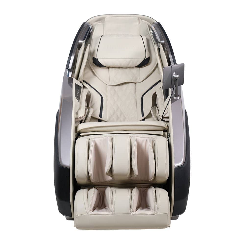 Infinity Imperial Syner-D massage chair in cream color with luxurious design and multiple massage features