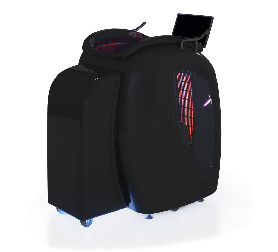 Vacuactivus infrared vacuum exercise bike with sleek design and integrated touchscreen for wellness technology